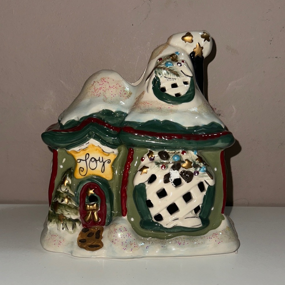 Blue Sky Clayworks JOY Tea Light House Christmas 2011